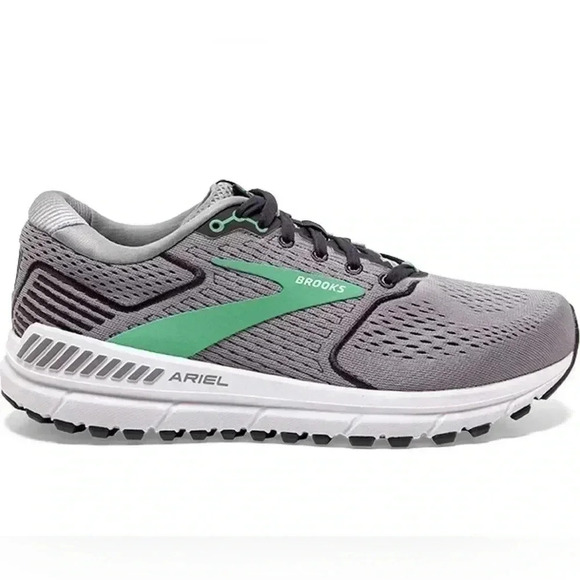 Women's Brooks Ariel 20 Alloy/Blackened Pearl/Green Mesh Extra Wide 9 - Picture 1 of 7